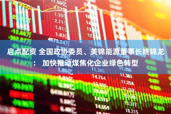 启点配资 全国政协委员、美锦能源董事长姚锦龙： 加快推动煤焦化企业绿色转型