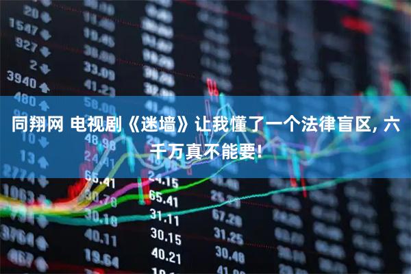 同翔网 电视剧《迷墙》让我懂了一个法律盲区, 六千万真不能要!